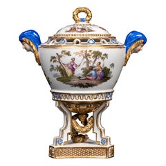 Seltene Meissen Porcelain Marcolini Periode Watteau 18. Jahrhundert bedeckt Potpourri