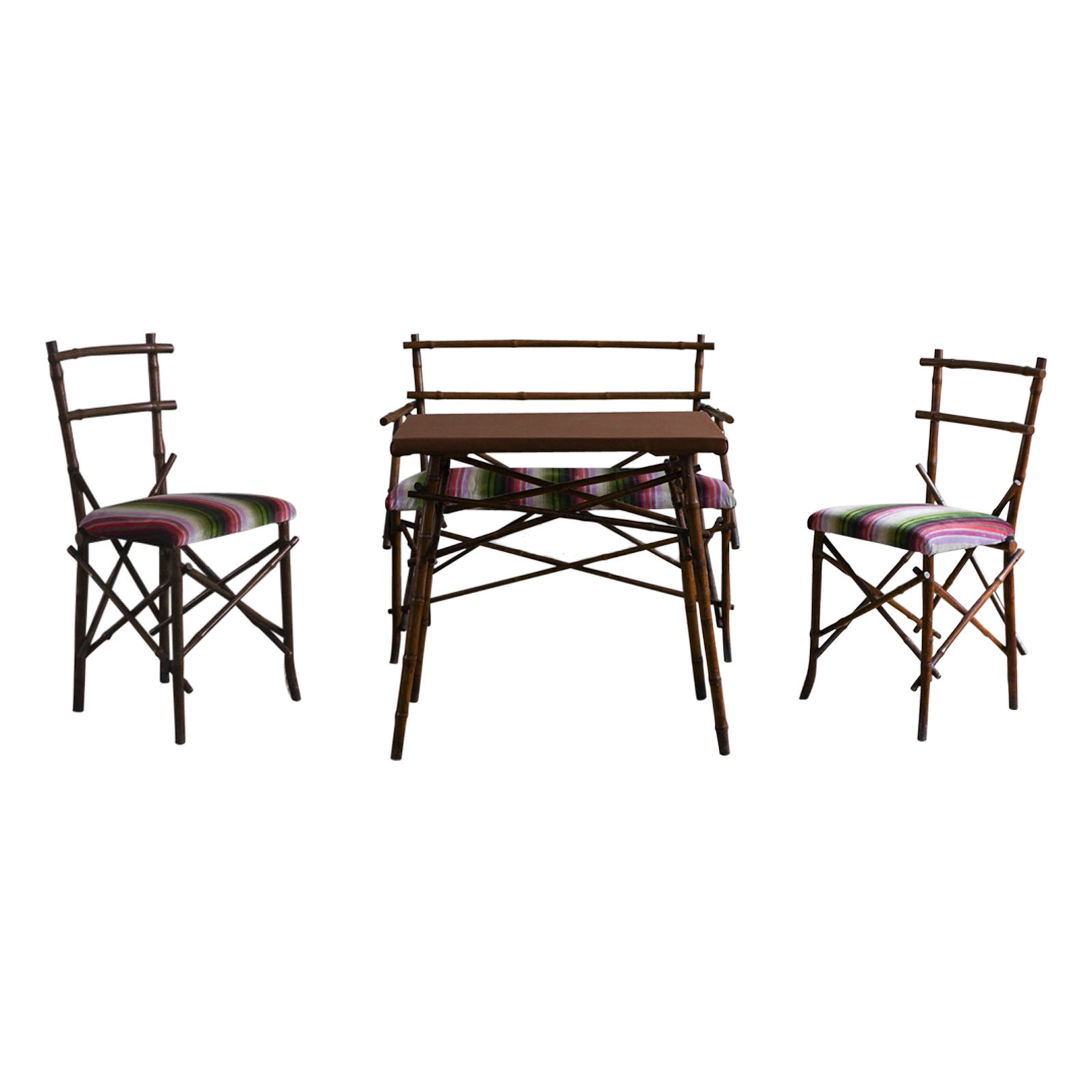 Vivai Del Sud 1970 Bamboo Living Room Set With Cushions