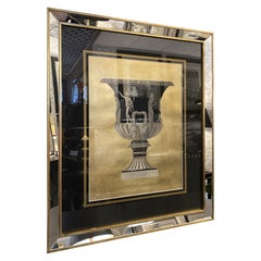 Jarrón Romano Contemporáneo Italiano Impresión Oro Negro con Marco de Madera Espejo 1 de 2