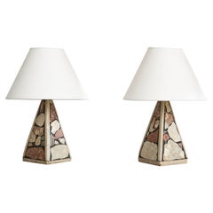 Swedish Designer, Table Lamps, Fossil Stone, Sweden, 1970s