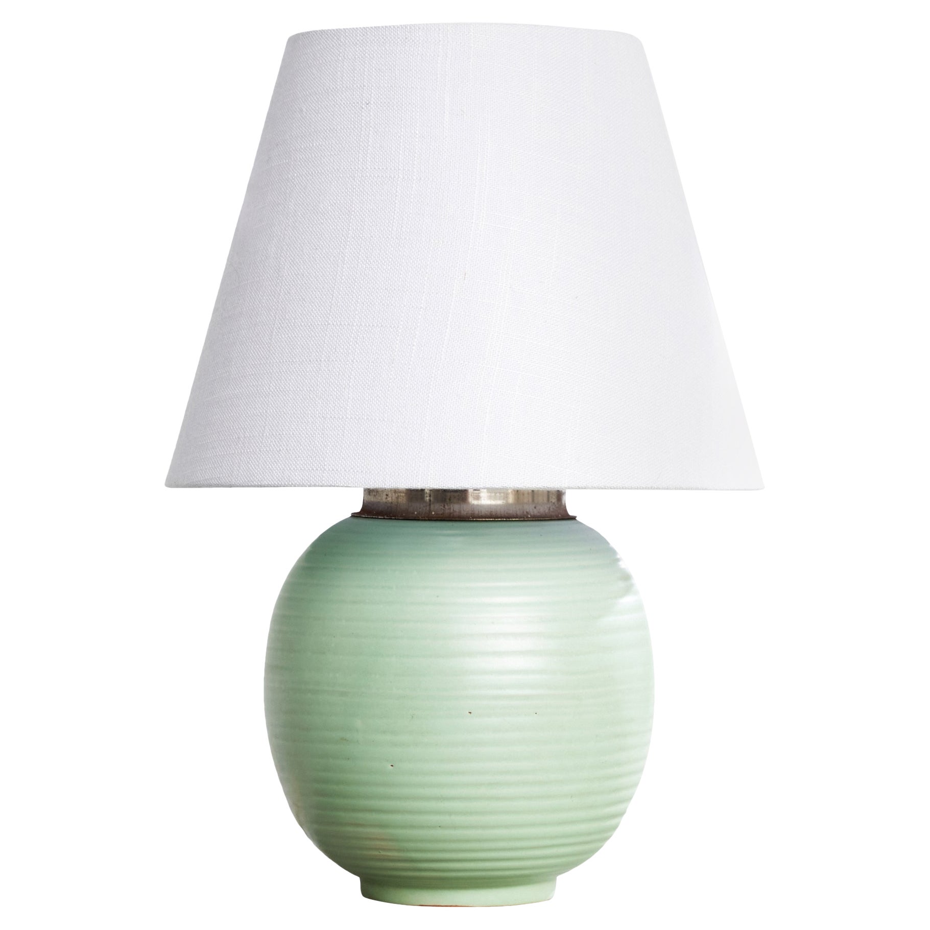 Upsala Ekeby, Table Lamp, Ceramic, Metal, Sweden, 1930s