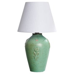 Jerk Werkmäster, lampe de table, céramique, laiton, Suède, années 1930