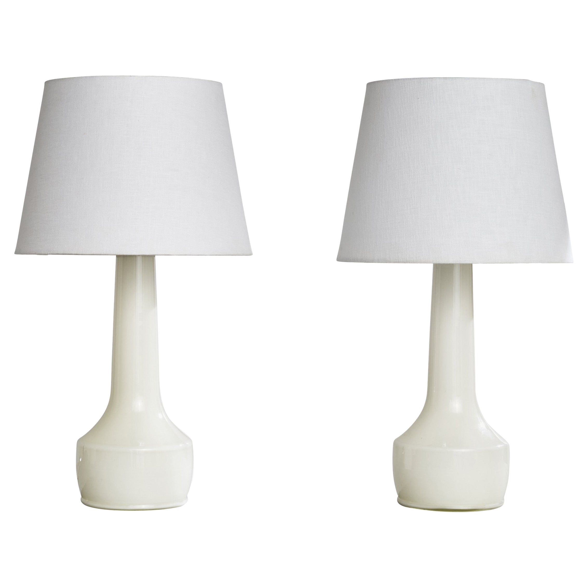 Stilarmatur Tranås, Table Lamps, Glass, Brass, Sweden, 1960s For Sale