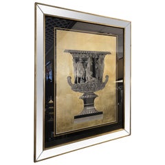 Vaso Romano Italiano Contemporaneo Nero Oro Grande Stampa con Cornice Wood a Specchio 2 di 2