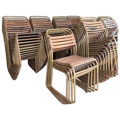 PEL Tubular stacking chairs with beech slats