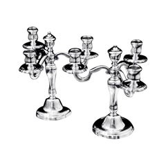 Christofle "Gallia" - Impresionante pareja de candelabros de 3 velas bañados en plata - MENTA