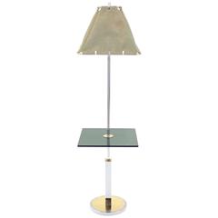 Mid-Century Modern Smoked Glass Side Table Floor Lamp 5