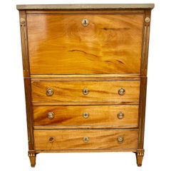 19th Century Gustavian Style  Walnut Secretaire Avatant
