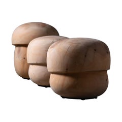 Trio of Fungo Mushroom Stools by Paola Navone for Riva 1920 in Solid Cedar