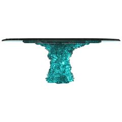 Greenstone, Hammer Fractured Layered Glass Dining Table
