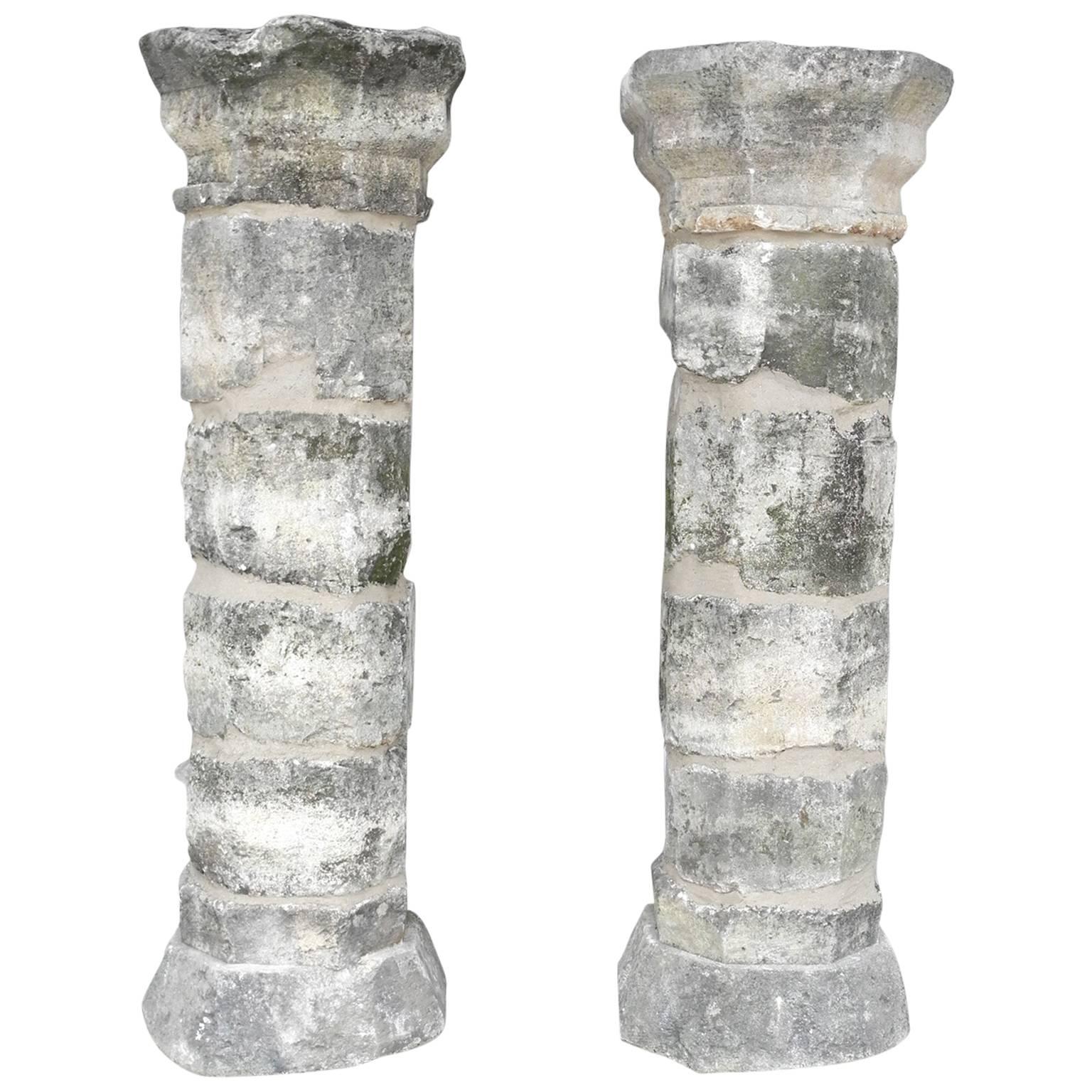 Pair of 17th Century Limestone Columns from a Property in Montpellier, France For Sale