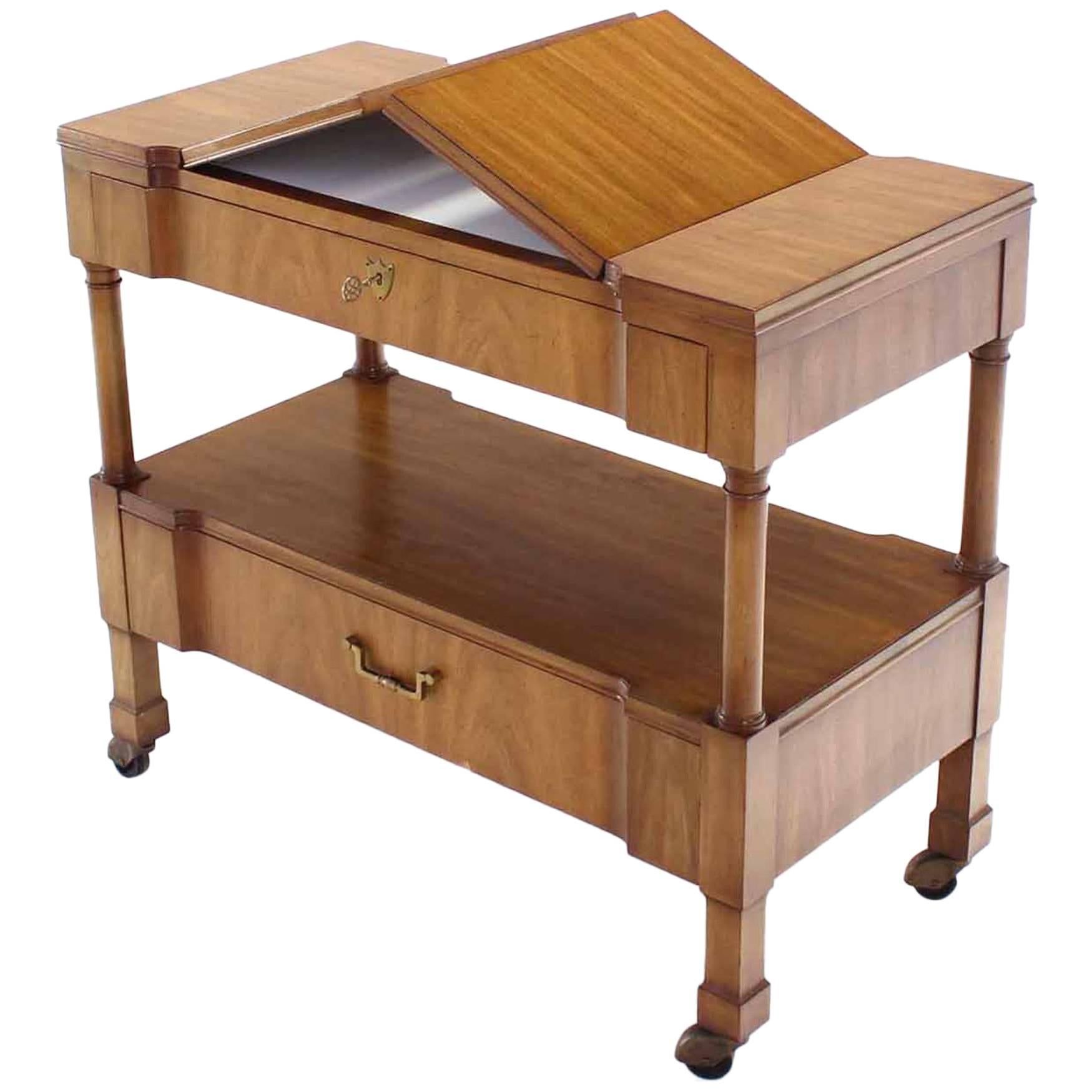 John Widdicomb Rolling Flip Top Server Serving Cart Table For Sale