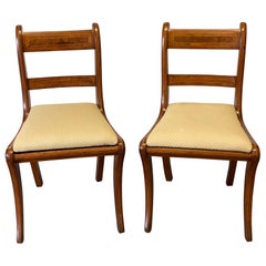 Antique Pair of English Regency Mahogany with Inlay Side Chairs, Early 19th Century