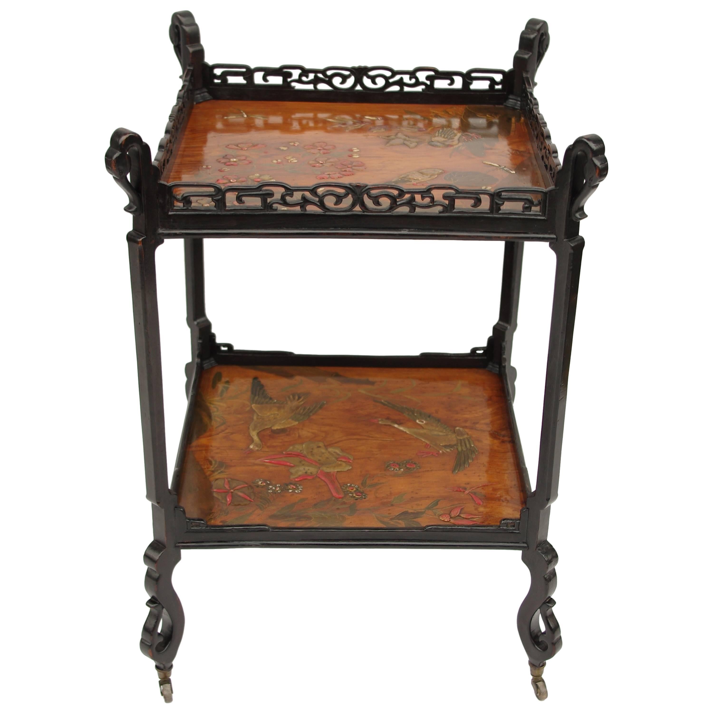 Side Table Chinese Lacquer Decor Table from the 19th Century