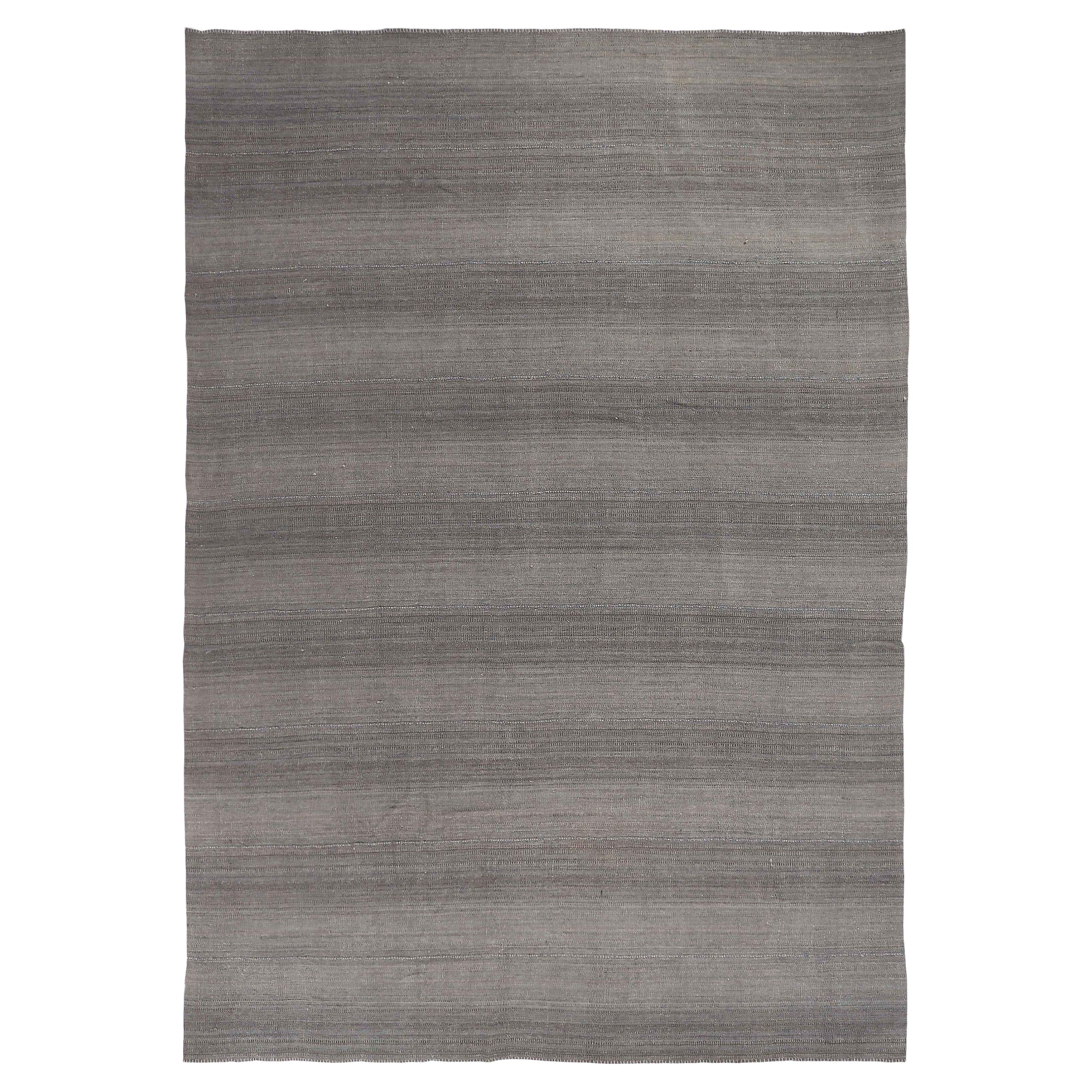 Tapis Kilim Persan Circa 1990 - Laine Brown Taupe Design - 88984