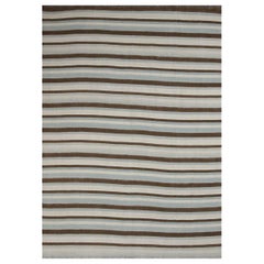 Alfombra Persa Kilim Circa 1990 - Lana Azul Marrón Diseño Marfil - 88987