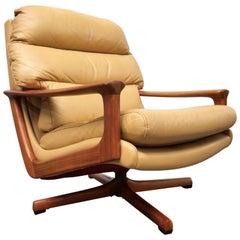 Vintage Mid-Century Australian Leather Tessa Swivel Chair