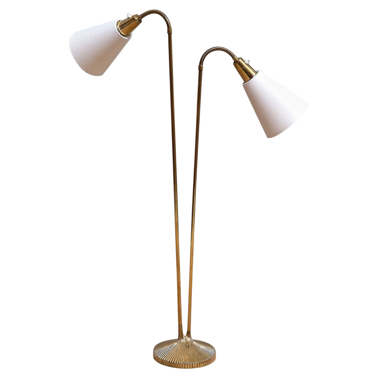 Sonja Katzin Fluted Brass Floor Lamp, Model E1771, Asea, Sweden, 1950s