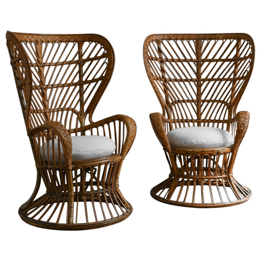 Pair of Rattan Armchairs in the style “Biancamano” by Gio Ponti & Lio Carminati
