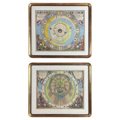 Cellarius Andreas Paire de cartes célestes 18e siècle de Harmonia Macrocosmica