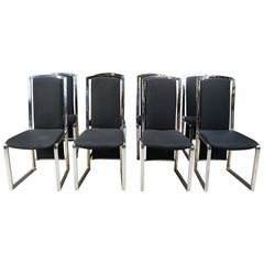 Vintage brass and chrome dining chairs, set of 8 - 1970s