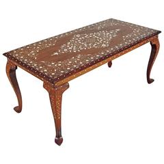 Antique Fine Moorish Style Inlaid Low Table