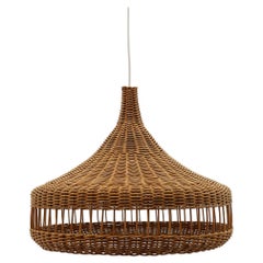 Lovely Mid-Century Modern Rattan Wicker Pendant Light, 1960s Italy