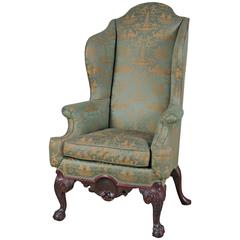 Unusual Chippendale Style Mahogany Wingback Chair, Possibly Philadelphia