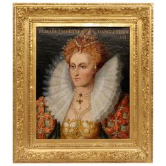 19th Century "Portrait of the Queen Elizabeth of England, " Oil on Canvas 19th Century "Portrait of the Queen Elizabeth of England, " Oil on Canvas