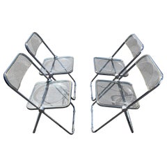 Set of Four Plia Lucite Italian Folding Chairs