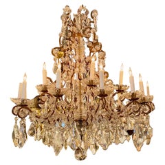 Antique 19th Century Italian Crystal and Amethyst Chandelier