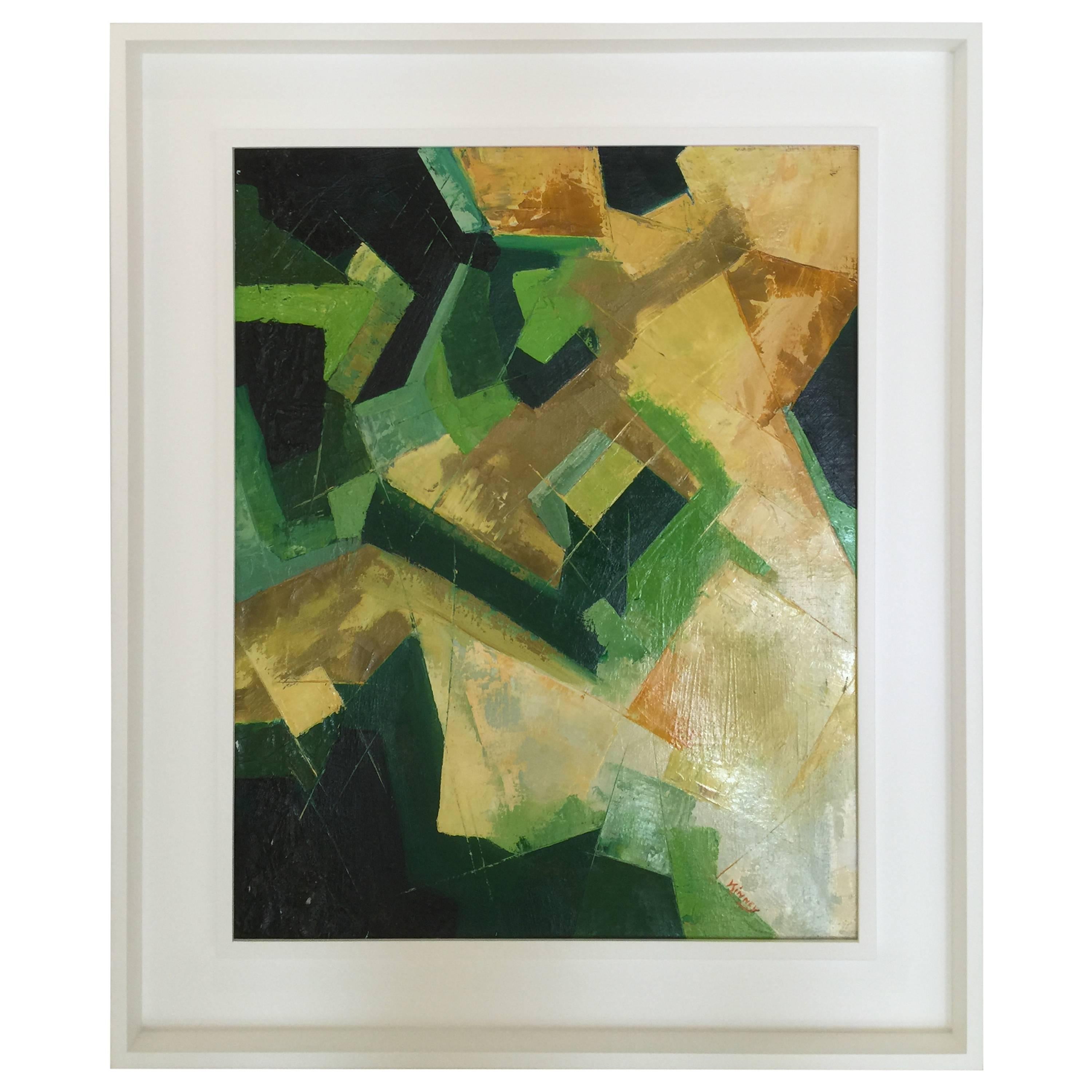 Original Kinney Oil on Board in Multi-Color Abstract  For Sale