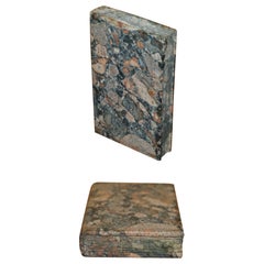 SULPTED MARBLE ANTIQUE LIBRARY BOOK CARVED FROM ROCK PART OF A LARGE SUiTE