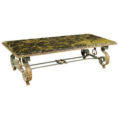 20th Century Iron Low Table with Marble Top