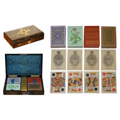 EXQUISITE EDWARD & JONES COROMANDEL WOOD CRiBBAGE SET DE LARUE & CO CARDS