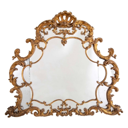 18th Century French Rococo Gilt Wood Mantle Mirror