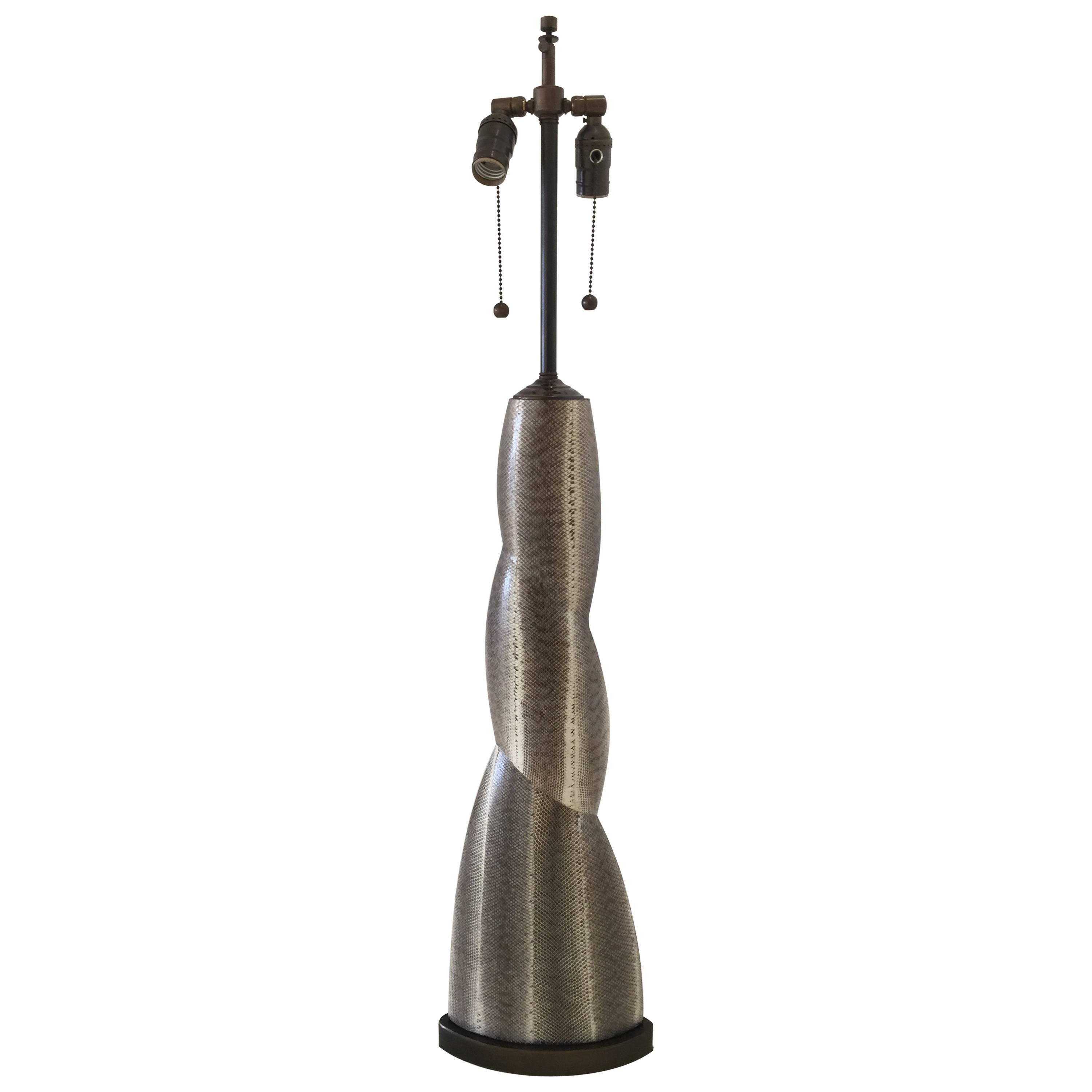Extra Tall Python Clad Table Lamp For Sale