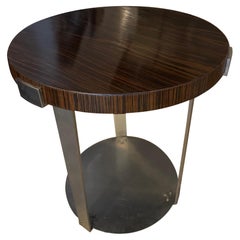 French Art Deco Macassar Ebony and Steel Side Table
