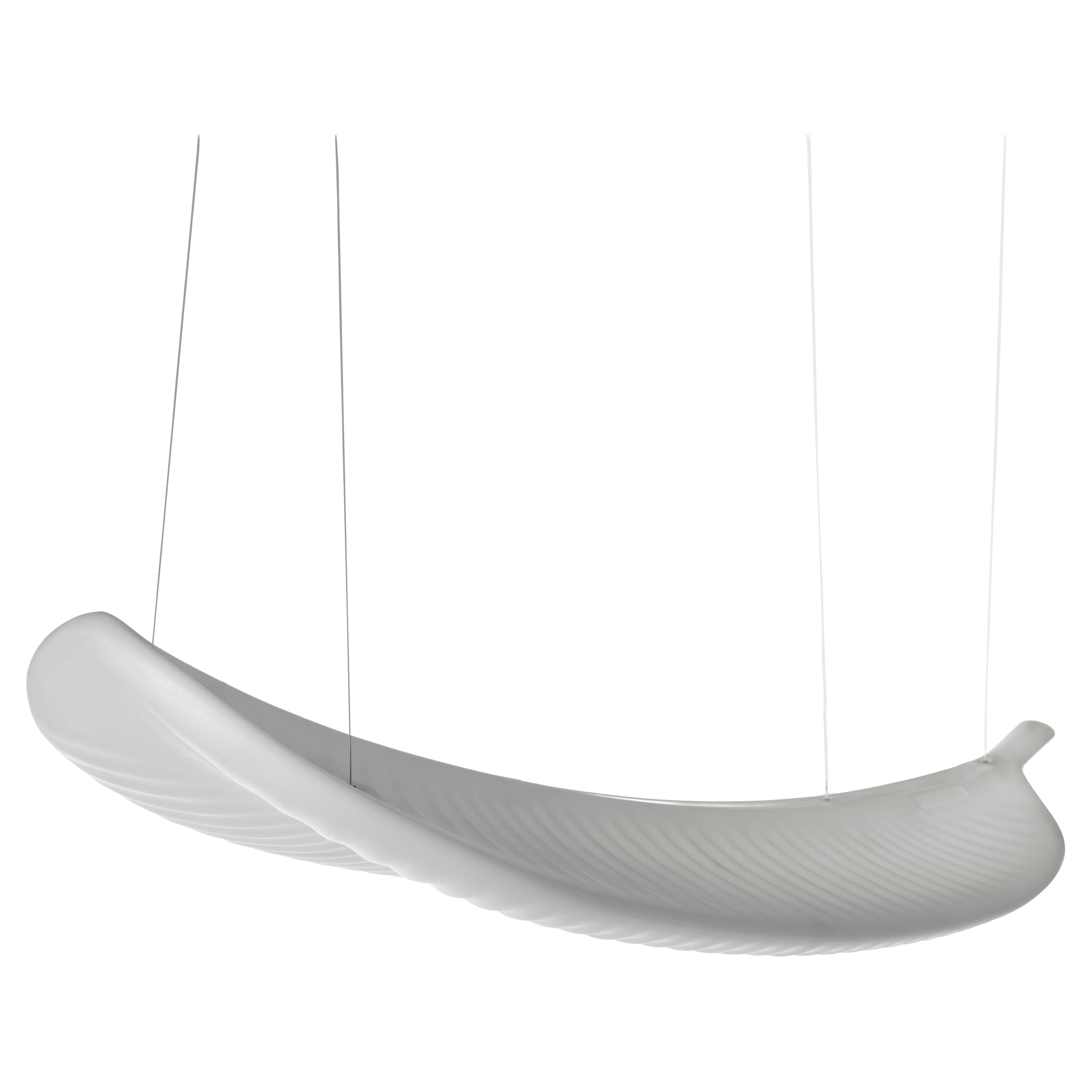 Light White Banana Leaf Hanging Lamp by Marcantonio For Sale