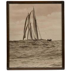 Antique Framed Sepia Sailing Photograph by Albert Cook Church