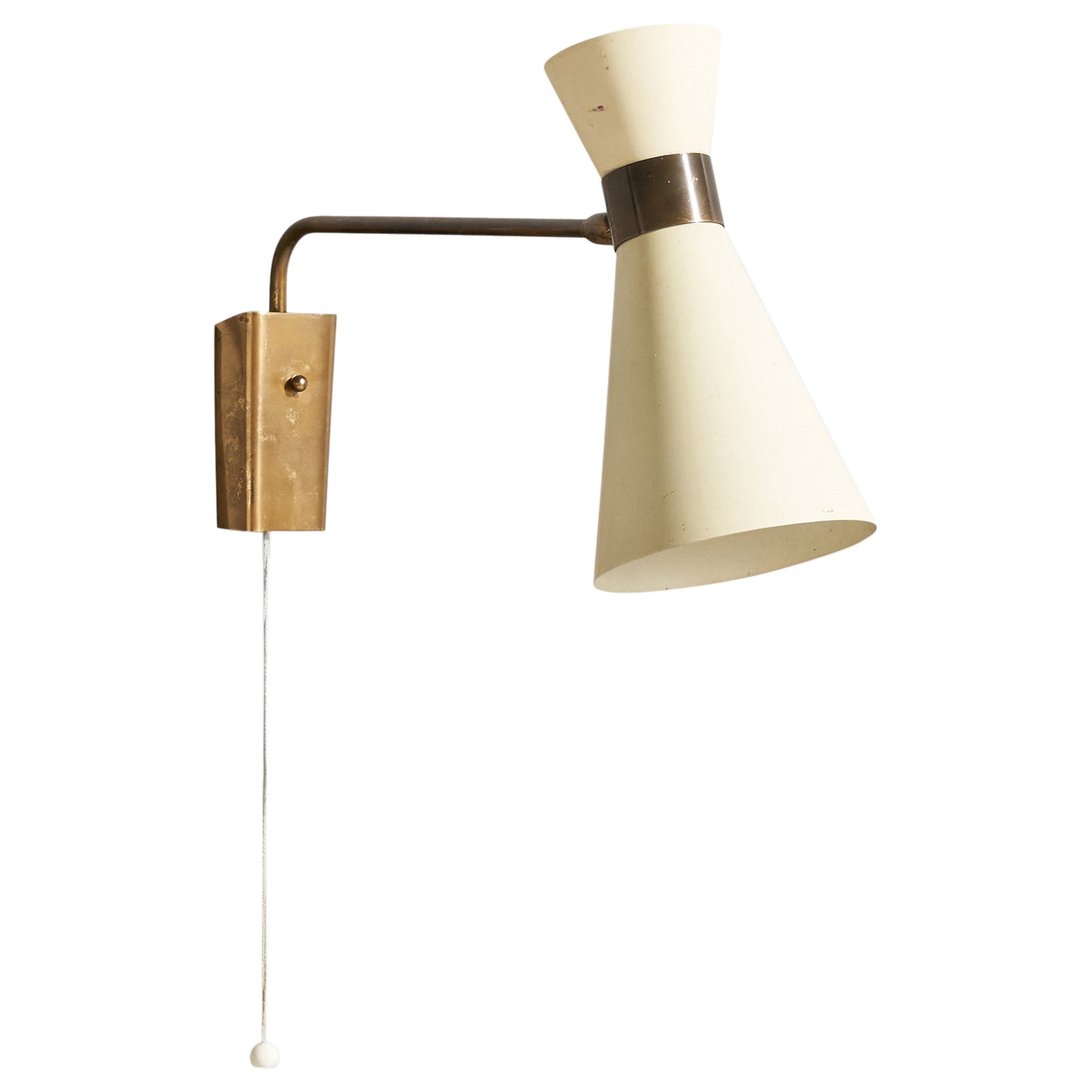 German Designer, Wall Light, Brass, Metal, Germany, 1950s