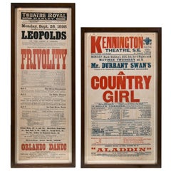 Antique Two English Theatre Advertising Posters, circa 1900