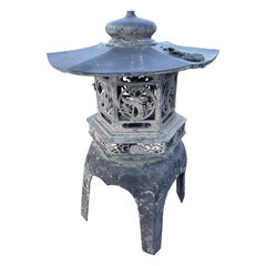 Japan Large Old Bronze Lantern with Beautiful Details