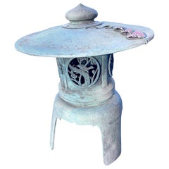 Japan Large Old Blue Bronze Lantern with Fine Details