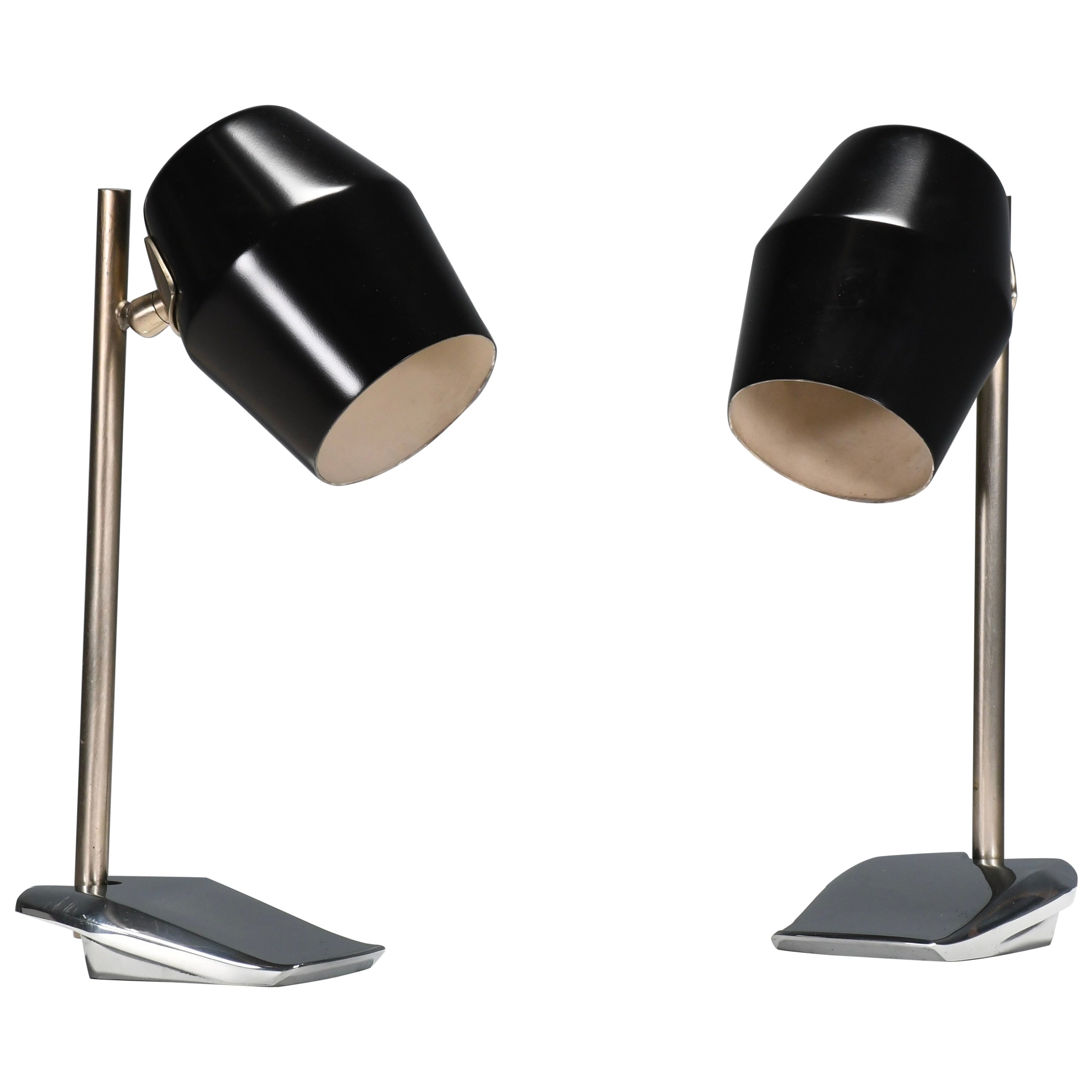 Set di lampade da tavolo regolabili in metallo nero di Oscar Torlasco per Lumi, Italia