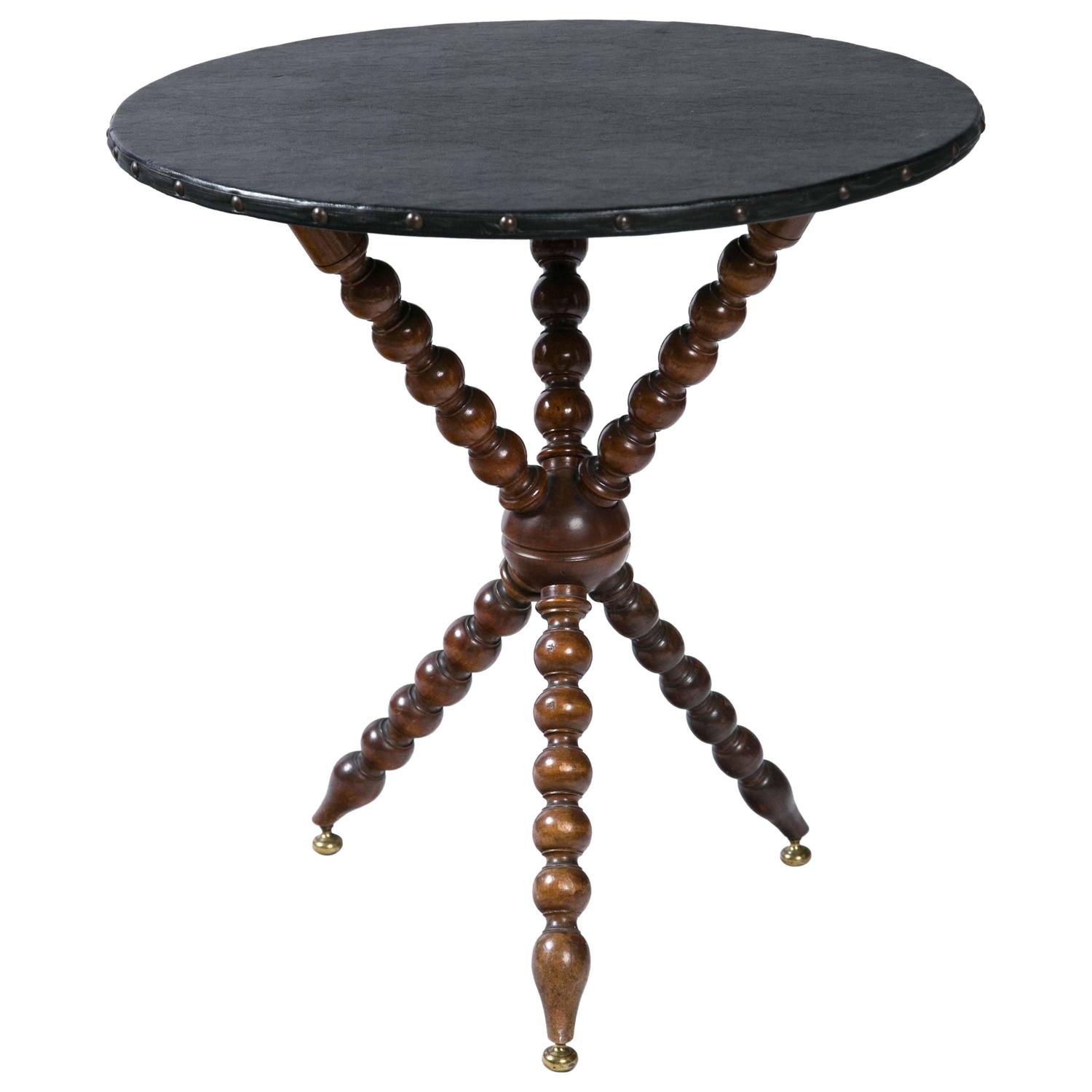 Vintage Leather Top Table, circa 1940s1950s For Sale at 1stdibs