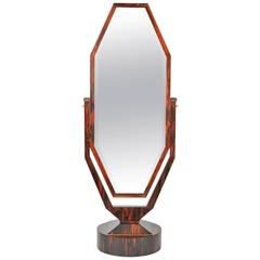 Antique Free Standing Art Deco Cheval Mirror in Palisander Attributed to Maurice Dufrene