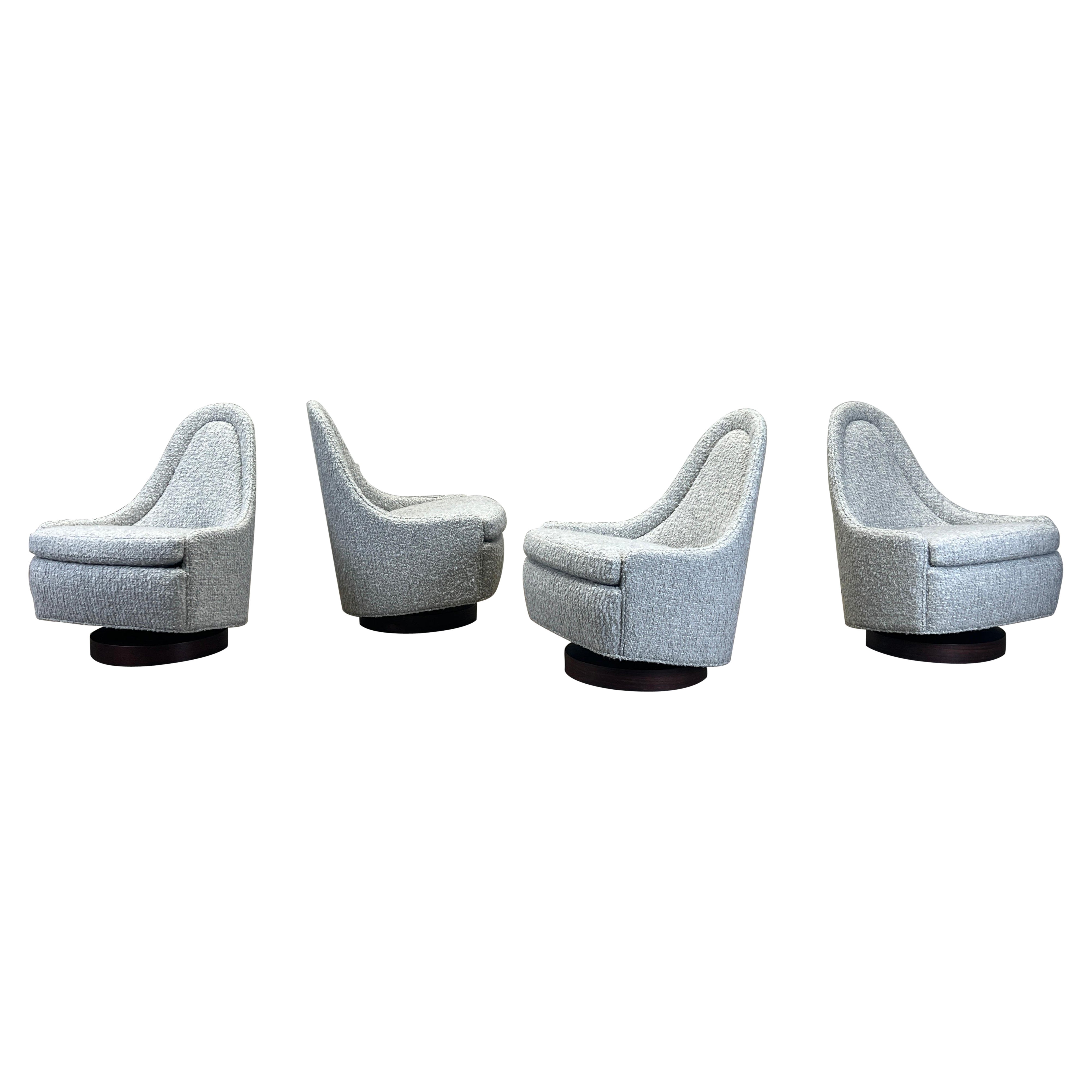Quatre petites chaises pivotantes et à bascule de Milo Baughman