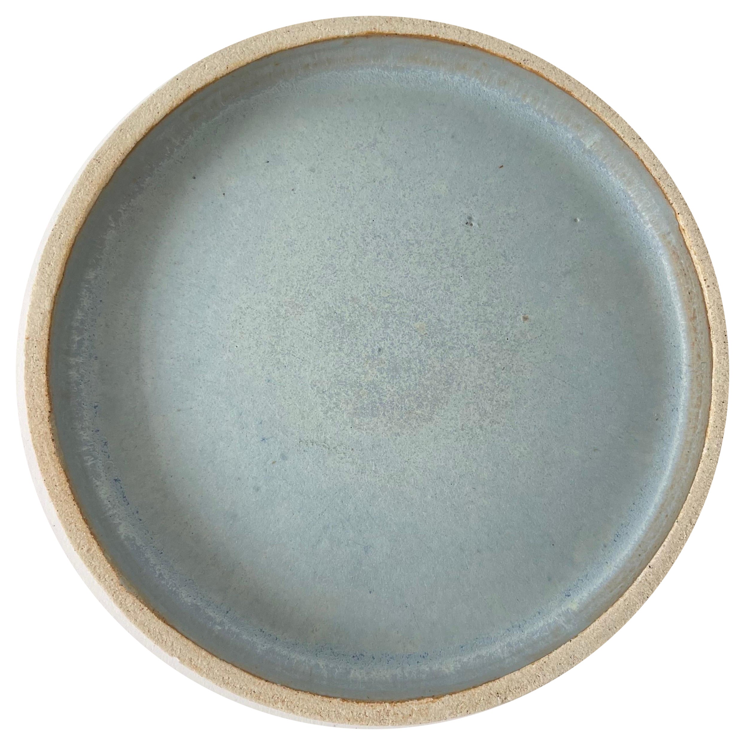 Plato esmaltado azul de Studio Pottery hecho a mano, años 60