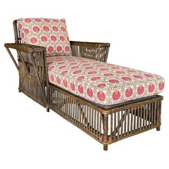 Late 20th Century Organic Modern Stick Rattan Chaise Lounge by Bielecky Brothers